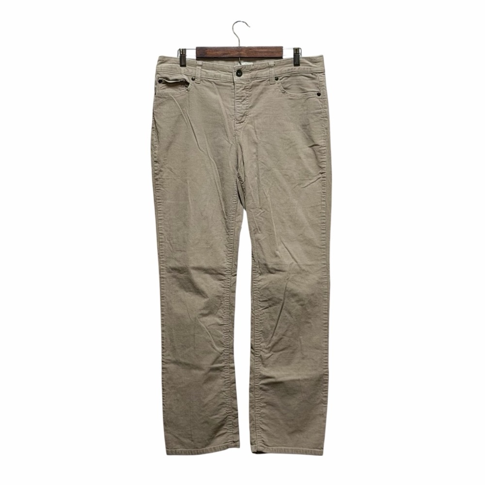 St Johns Bay Pants Corduroy Straight Leg Stretch Beige Comfort Size 12